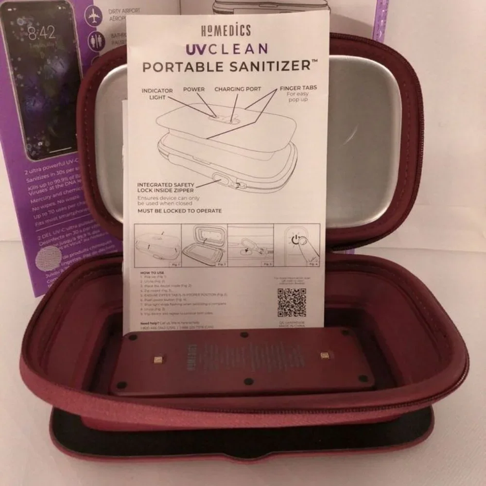 HOMEDICS Phone Sanitizer Adult OS White New‎ UV Clean Collapsible USB